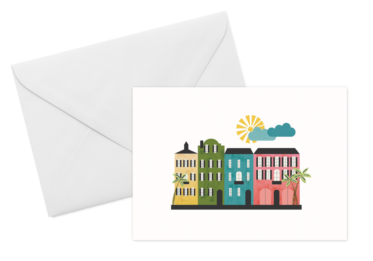 Rainbow Row Greeting Card