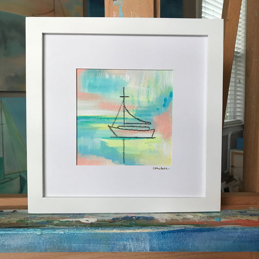 Sailing #2 5 x 5" Framed