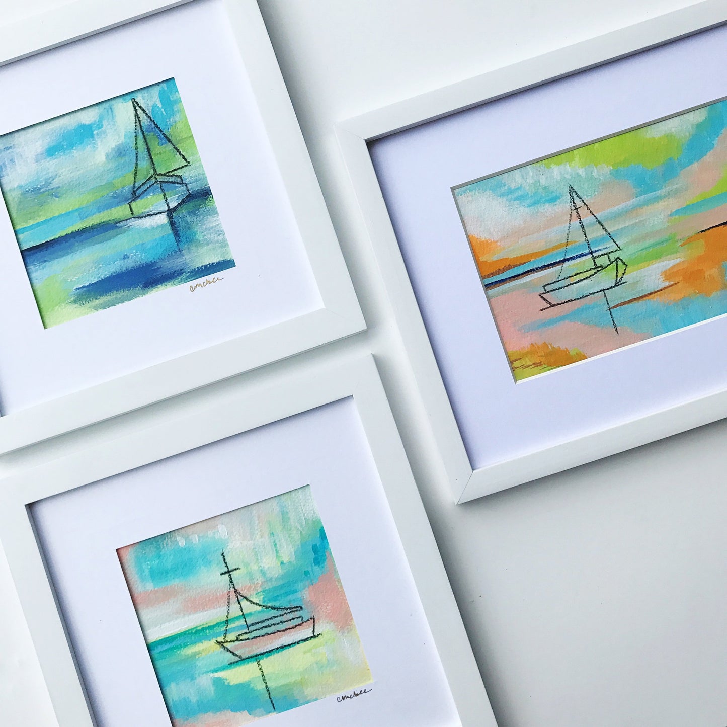 Sailing #3 5 x 5" Framed