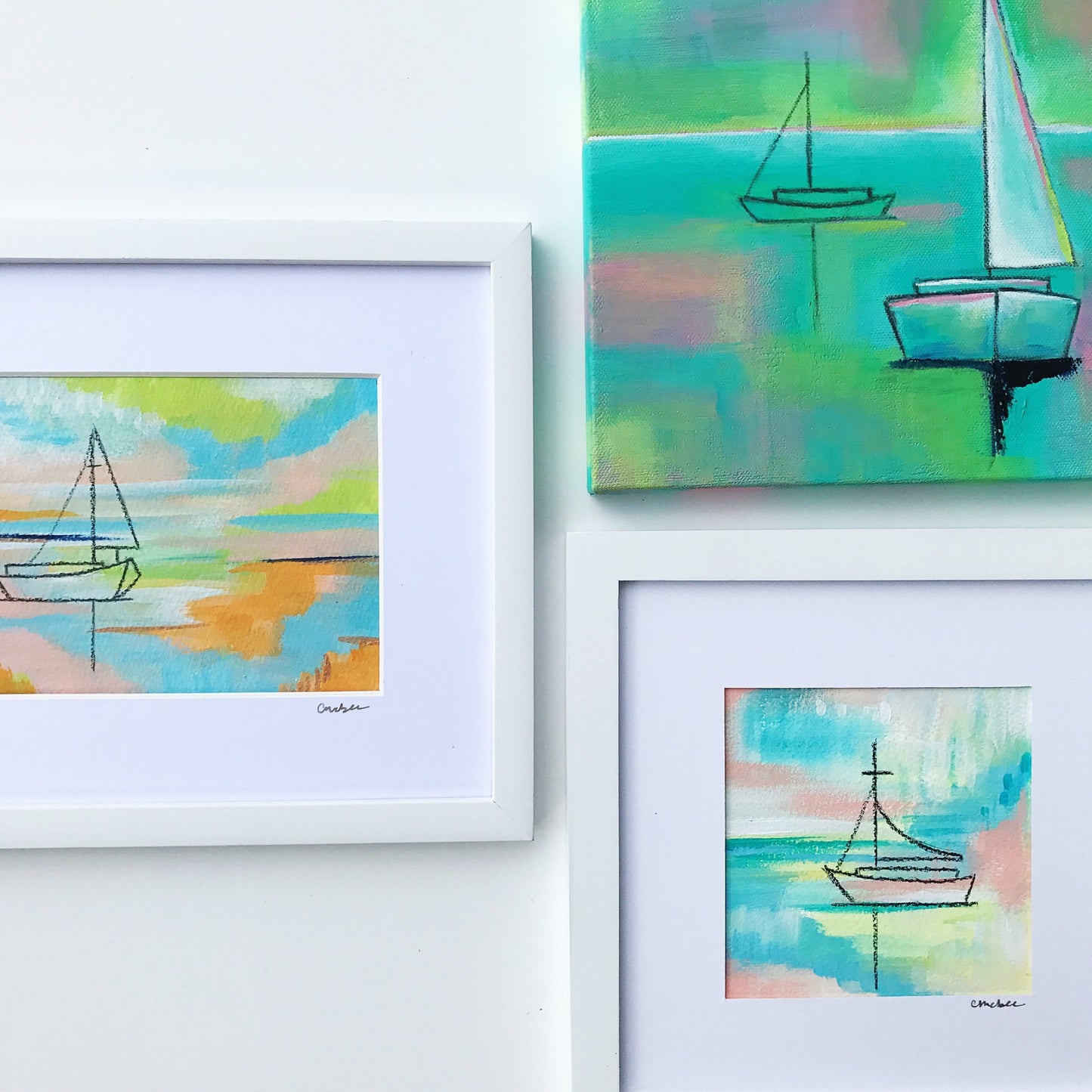 Sailing #2 5 x 5" Framed