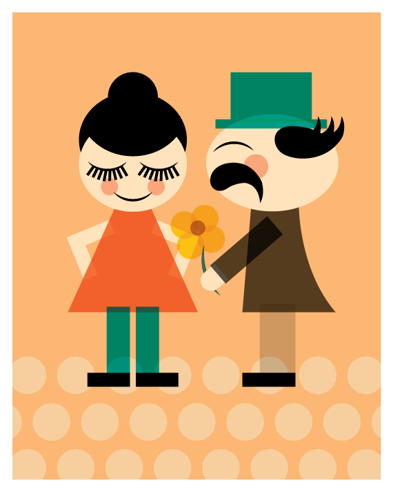 Original Geometric Couple - 8 x 10 Print with Mat