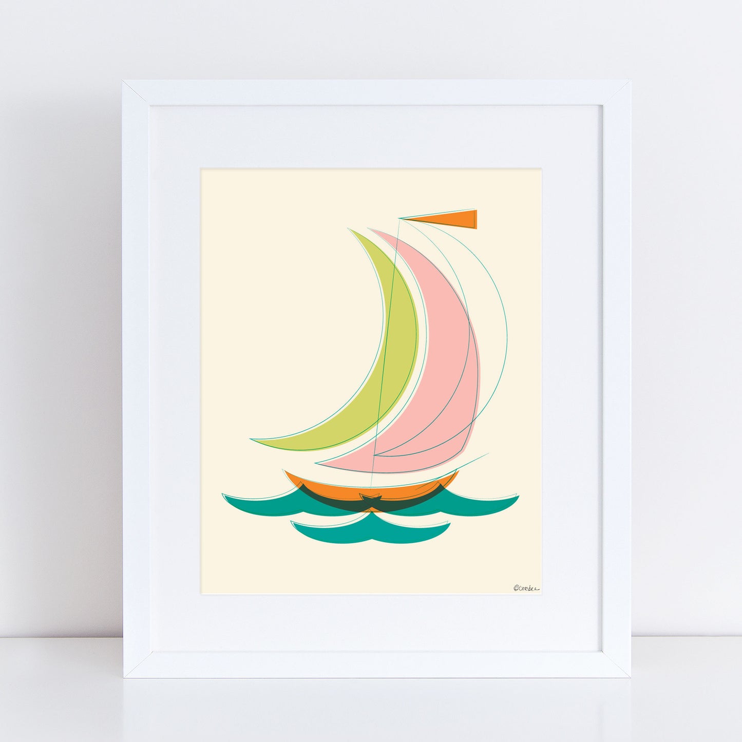 Mid Century Sailboat Print