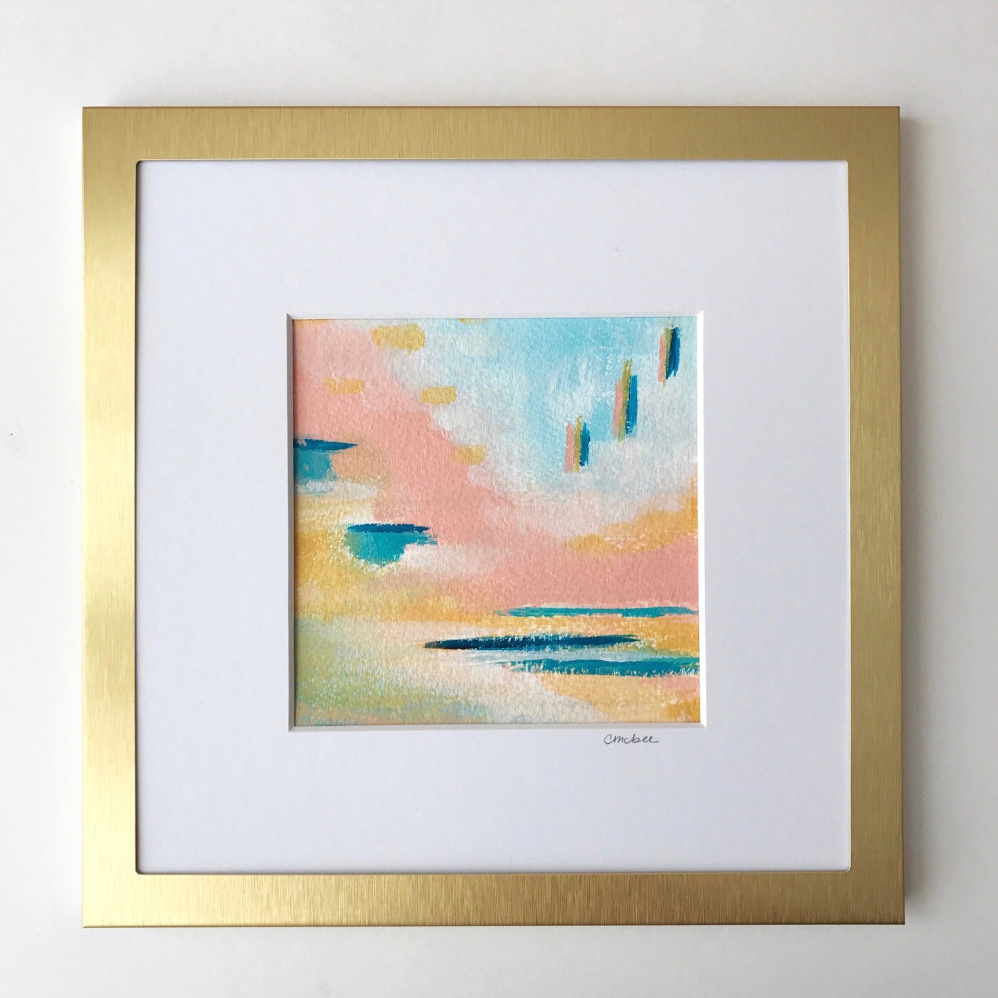 "Joy" - 5 x 5 Gold Framed Painting