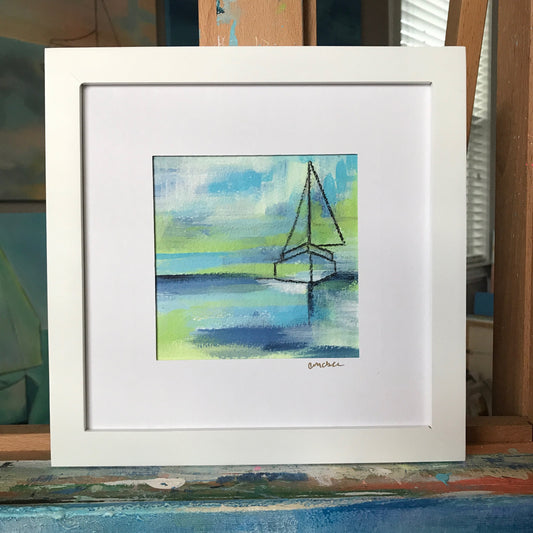 Sailing #3 5 x 5" Framed