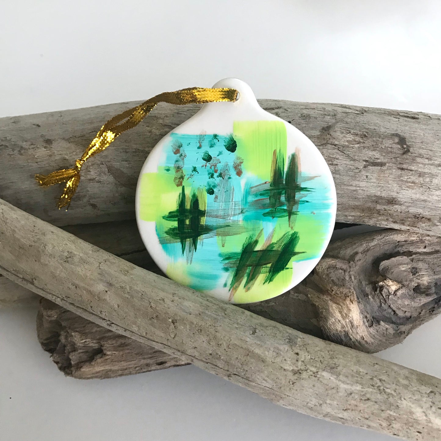 Abstract Disk Ornament - Blue/Green