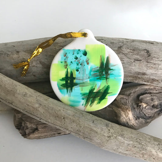 Abstract Disk Ornament - Blue/Green