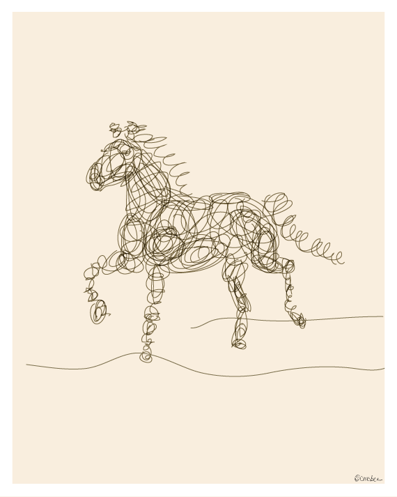 Horse Line Illustration Print