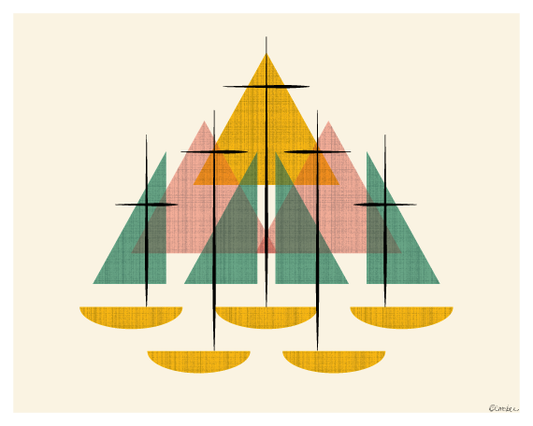 Mid Century Sailboats Print - 2 Color Choices